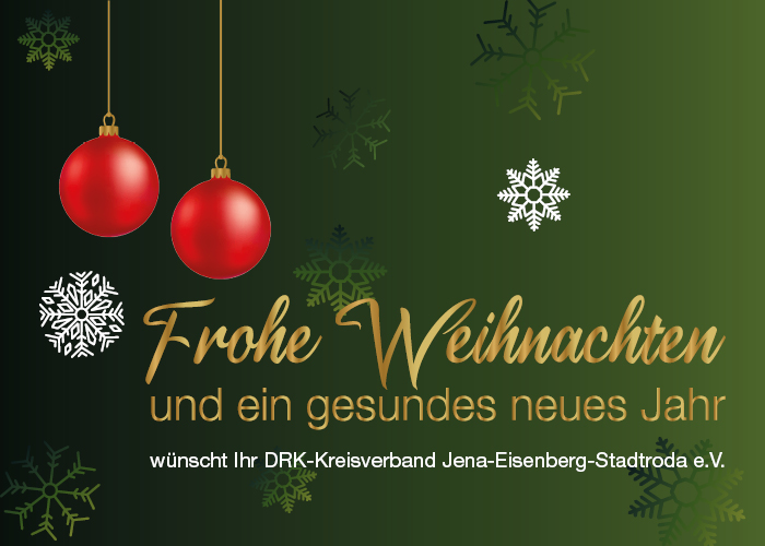 Frohe Weihnachten wünscht das DRK aus Jena, Eisenberg, Stadtroda